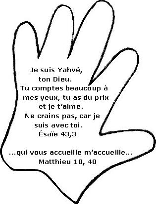 Mod&egrave;le d'une main ouverte avec Paroles de Dieu