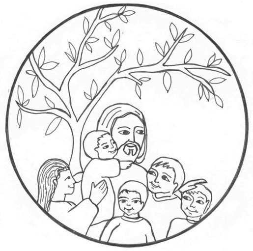 Médaillon de Jésus avec des enfants